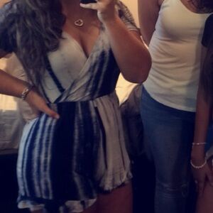 Blue and White Tie-Dye Romper